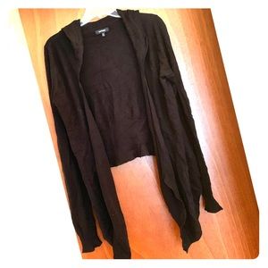 Express hooded black wrap sweater size M